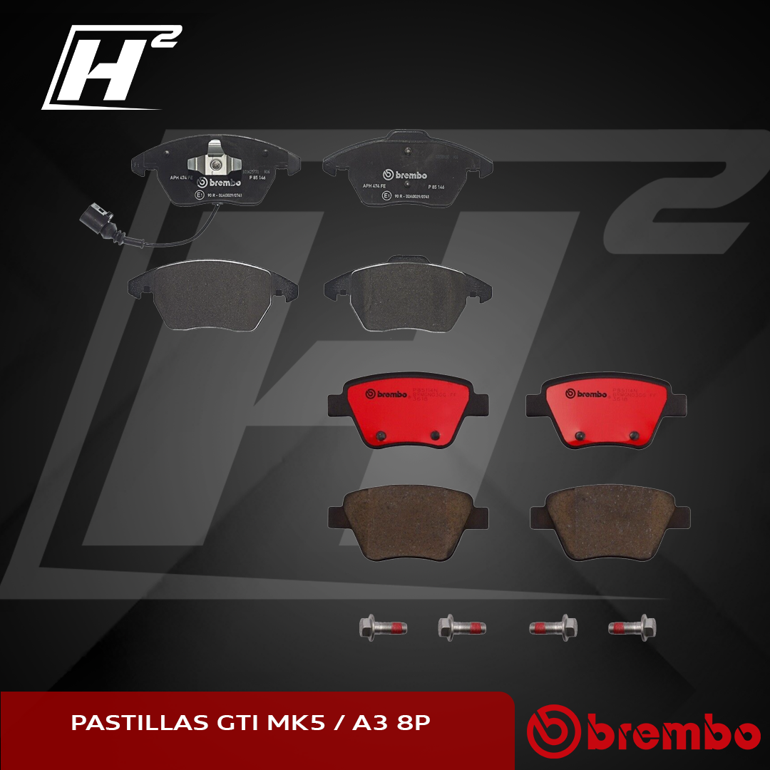 Juego de pastillas delanteras y traseras Brembo con sensor para MK6, Audi A3 8P